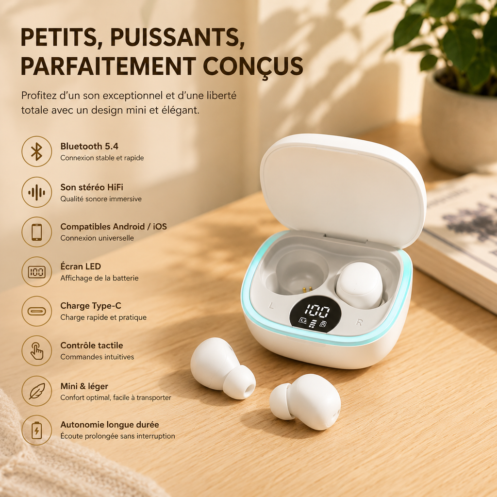 Écouteurs sans fil ultra-plats