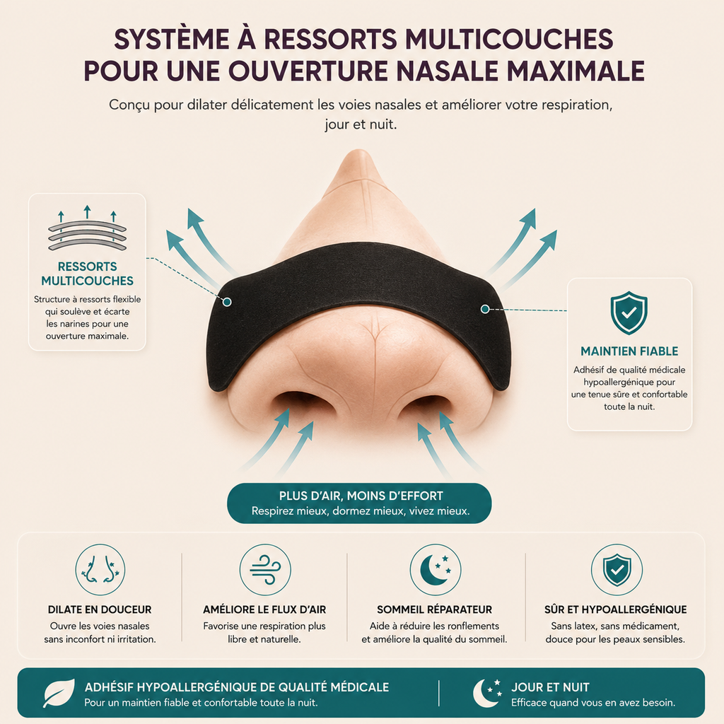 Bandes respirantes nasales pour un sommeil réparateur