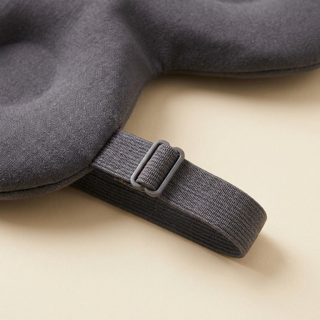 Détail du bandeau ajustable du masque de sommeil